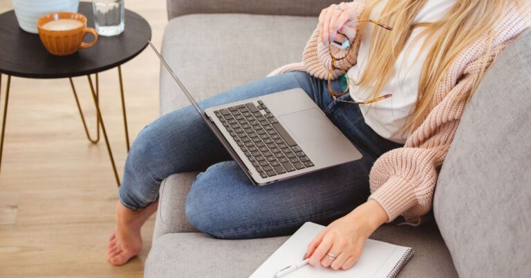 woman working from home